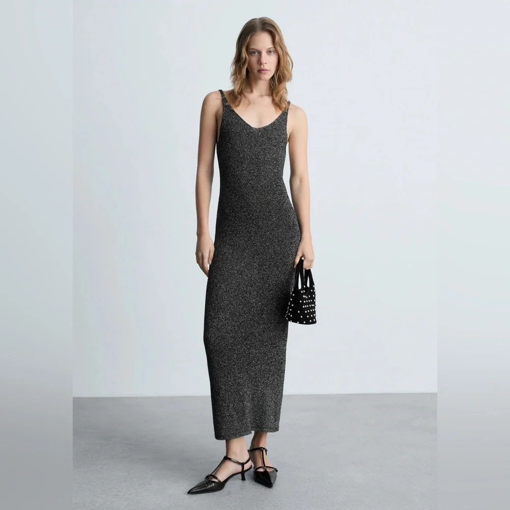 Mango black lurex knitted dress NWT - Picture 1 of 3